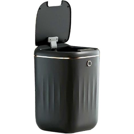Poubelle intelligente à capteur automatique de capacité pour cuisine et salle de bain, noire (1/5)