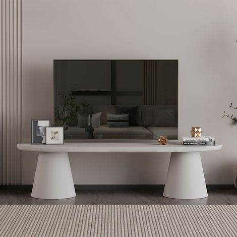 Meuble TV organique 140x45x40 cm effet ciment gris clair - JULOZ