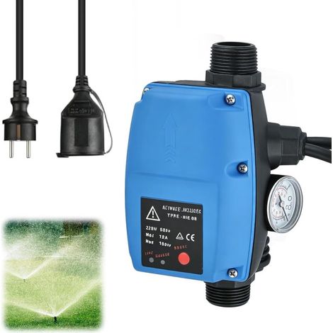 Régulateur de Pression électronique Réglable, Commutateur de Contrôle de Pression de Pomp à Eau Automatique avec Manomètre pour Pompe Submersible, Pompe de Surpression, Pompe de Jardin (1/5)