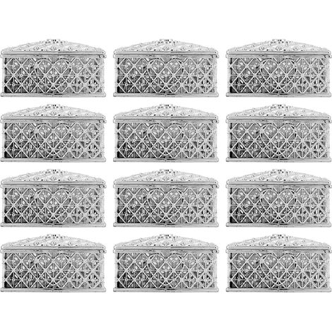 12 Boîtes-cadeaux en plastique argenté pour bonbons, coffres au trésor carrés pour mariage et fêtes (1/5)