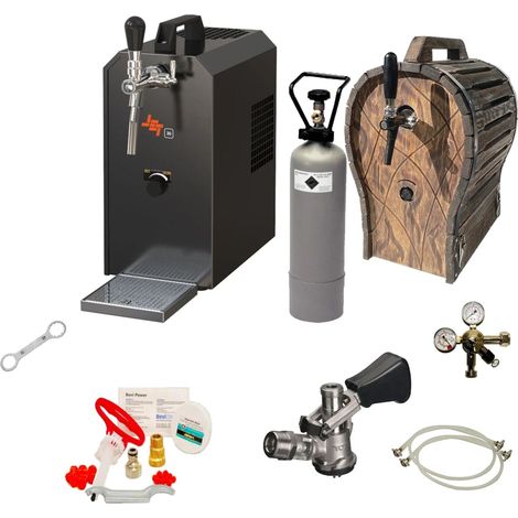 Ensemble complet - Tireuse a biere - JET 30 machine a biere, pompe a biere 1 ligne, 35 litres/h avec tonneau en bois, Kit de nettoyage pour tireuse a bière et tête de fût, KEG: sans (1/3)