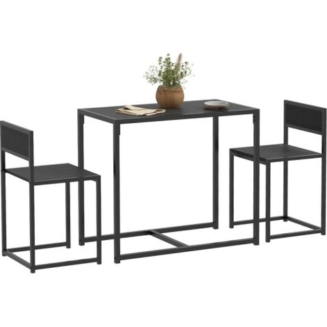 Space-Saving Dining Table and Chairs Set for Compact Kitchens,Rectangular Design with Steel Frame,Black Finish,Ideal for Small Dining Rooms