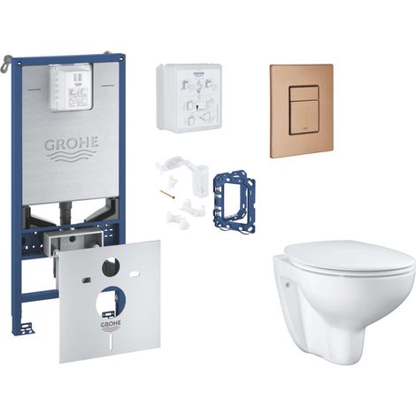 Grohe Rapid SLX - Set Vorwandelement, WC mit Softclose-Sitz, Betätigungsplatte Skate Cosmopolitan und Fresh Umrüstset, Warm Sunset gebürstet SANI11BB4143 (1/5)