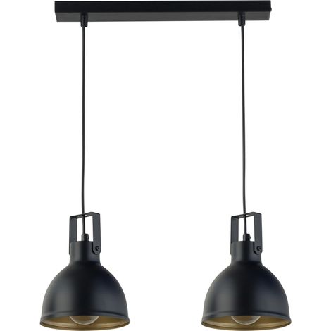Lampada a sospensione Mars doppia loft nera/oro 2xE27