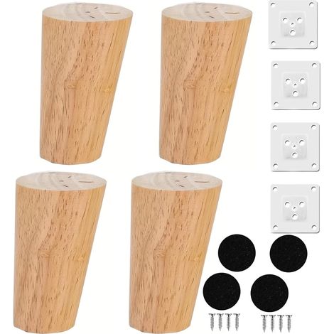 Lot de 4 Pieds de Meuble 8 cm,Pieds de Canap Pieds Meuble Bois Pieds de Lit en Bois Patte de Lit Pieds de Table Pied Sommier Pieds Canapé à Visser,Pieds de Rechange pour Canapé, Meuble TV, Lit (1/5)