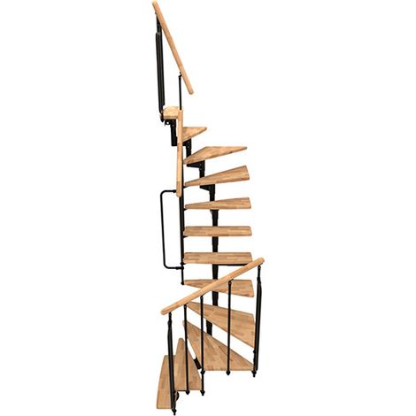 Scala dritta salvaspazio 10 gradini - Altezza raggiungibile 1.85 a 2.34mm - Struttura nera e gradini in colore faggio - JOKERT180-SNMHE-10 (1/5)