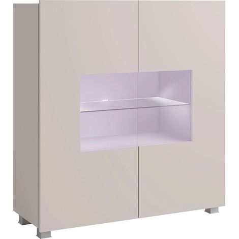 Aparador Remus, Cachemira, 107x100cm, Número de puertas: 235cm, Aglomerado laminado, Vidrio templado, LED (1/5)