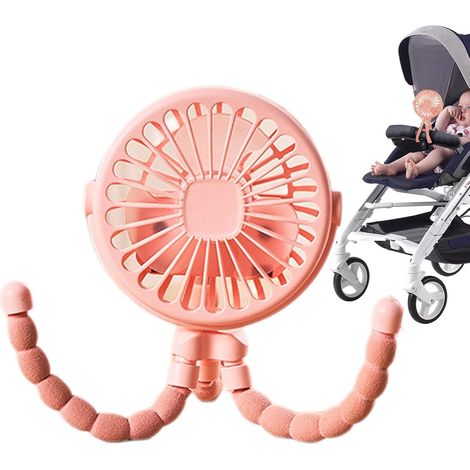 Ventilador portátil para cochecito, ventilador portátil para niños pequeños  Ventilador giratorio con clip para cochecito para niños pequeños: gire el ventilador de enfriamiento de mano (1/5)