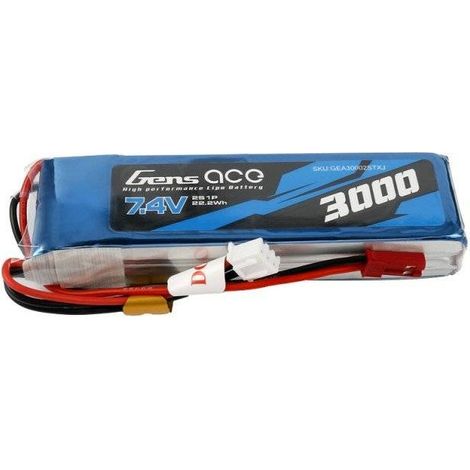 Batteria LiPo Gens Ace 3000mAh 7.4V 1C 2S1P