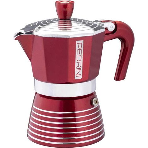 Pedrini 02CF115 Infinity Caffettiera Moka 3 tazze in Alluminio colore Rosso