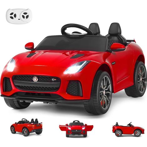 Goplus – Voiture électrique enfant Jaguar 12V avec télécommande – Démarrage/frein en douceur – Sons et musique réglables – Charge max 25kg – Rouge