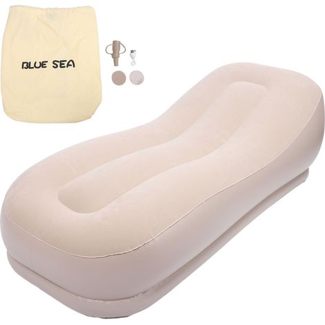 Canapé Gonflable Automatique Canapé Pliant Portable en Tissu Flocké Confortable pour Camping et Intérieur 175x75x50cm (1/5)
