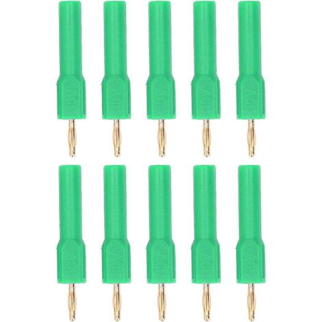 10 Stück Bananenstecker-Adapter, 2 mm Stecker auf 4 mm Buchse, vergoldetes Messing, 30 V, grün (1/4)