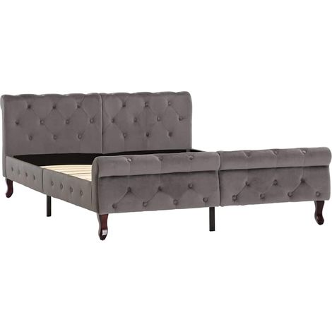 Maison Exclusive - Bettgestell Grau Samt 140 x 200 cm (1/5)