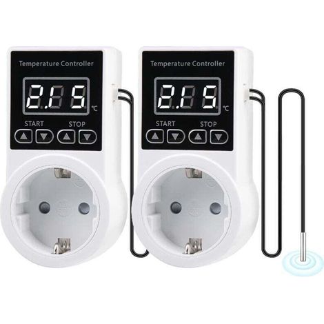Lot de 2 thermostats numériques avec sonde de chauffage et écran LCD pour reptiles, incubateurs, serres et aquaculture XXW (1/4)
