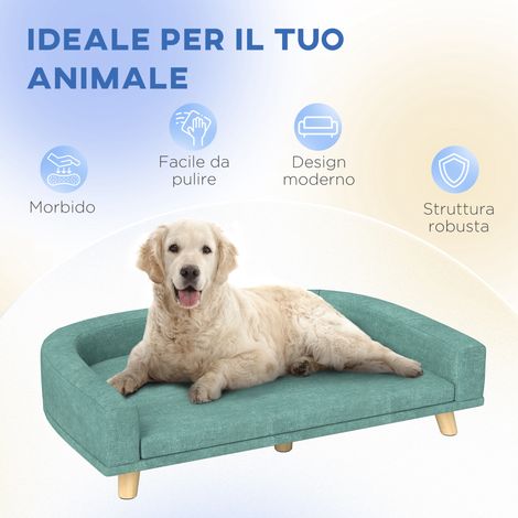 Canapé surélevé pour gros chien 98x67x25 cm, vert pâle, avec coussin amovible et lavable (1/5)