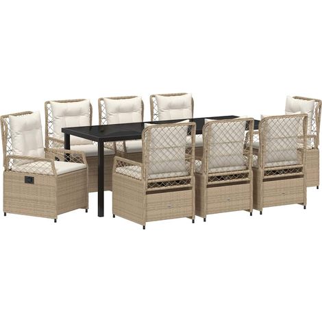 Maison Exclusive - Set da Pranzo per Giardino 9 pcs Beige e Bianco Crema