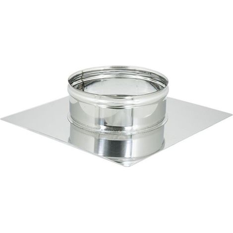 Base forata inox 6 decimi da 300x300mm a innesto f 150 - 250mm, diametro 220mm