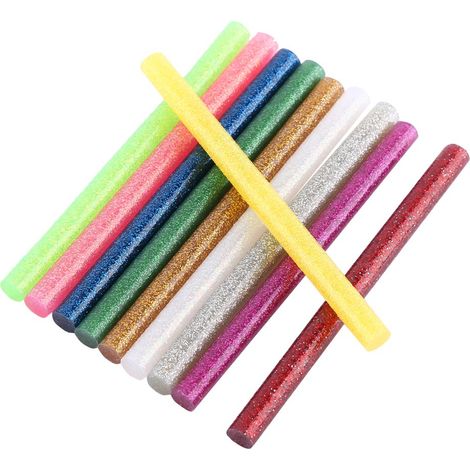 30 bâtonnets de colle à paillettes irisées de 10 couleurs, 7100mm, 3 bâtonnets de chacune des 10 couleurs.