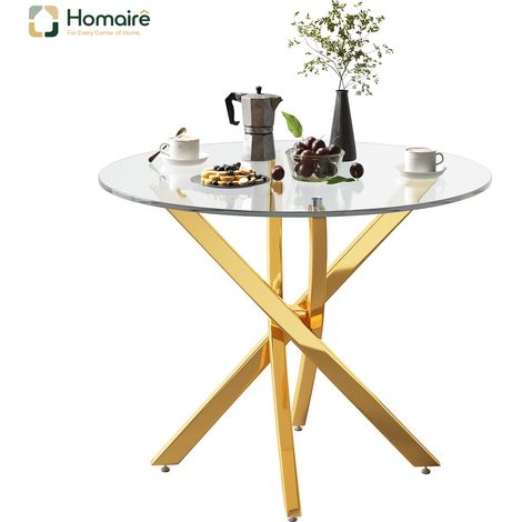 Esstisch aus Glas gold en Glas 80 x 80 x 75 cm HOMAIRE (1/5)