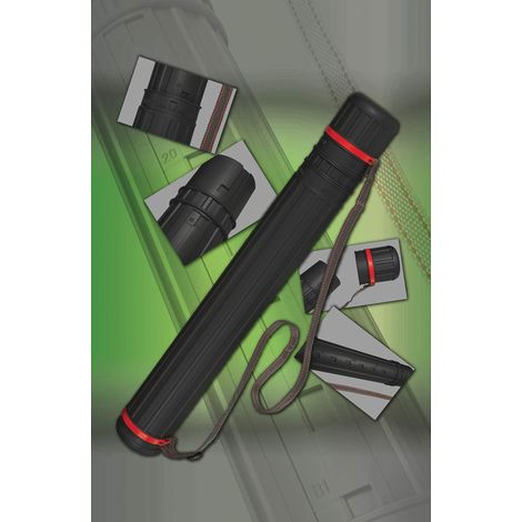 Tube de porte design extensible de 60 cm à 100 cm, bandoulière réglable et système de verrouillage à rotation sur la longueur, diamètre 8,5 cm, couleur noire, lot de 1 pièce