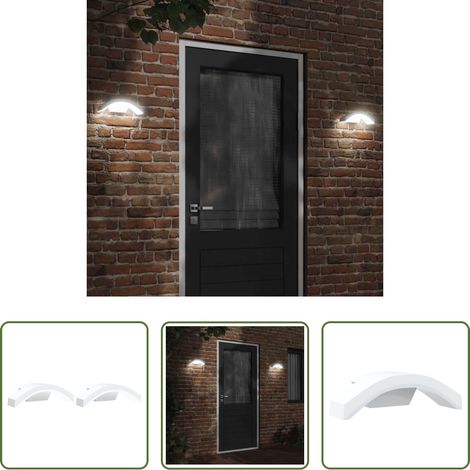Außenbeleuchtung - LED-Außenwandleuchten 2 Stk. Weiß Aluminiumdruckguss (1/5)