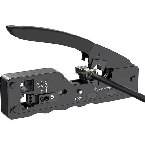 Pince à sertir RJ45 pour Connecteurs RJ45/RJ11/RJ12, Pince RJ45 et Connecteur Prise RJ45 CAT6/CAT5E, Outil de Crimpage avec Lame Coupante, pour Câblage Réseau (1/5)