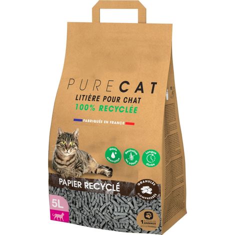 Litière granulés compressés en papier 100 % recyclé, 5 litres, pour chat - animallparadise
