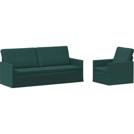 Juego de Sofá 2 pcs Verde oscuro Tela vidaXL (1/5)