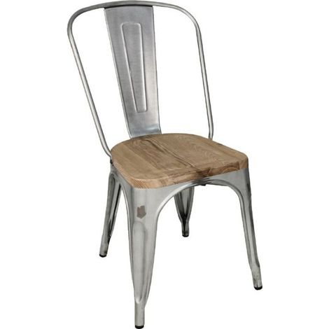 Chaises en acier avec assise en bois (lot de 4) - BOLERO (1/5)