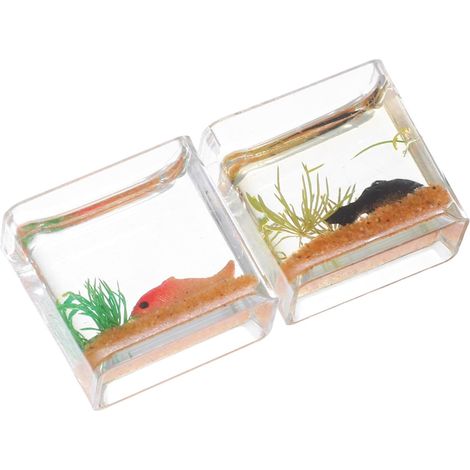 2 Pièces Mini décoration Suspendue décor de Petit Poisson Mini-Aquarium de Poissons Maison Figurines d'animaux résine (1/5)