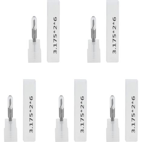 5PCS 3,175x2x6mm Fraise Spirale Monolame en Acier Tungstène pour Machine de Gravure CNC (1/5)