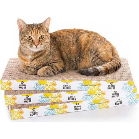 Set griffoir pour Chats en Carton 3 pièces pour Le Plaisir de Vos Amis félins, 2 Couches réversibles (Droit, 3) (1/5)