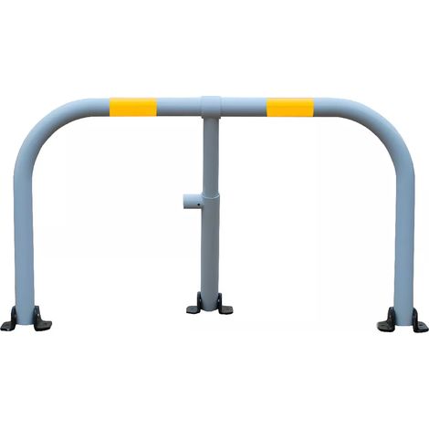 Arceau parking blanc bandes jaunes - arceau anti-stationnement avec serrure intégrée (1/5)