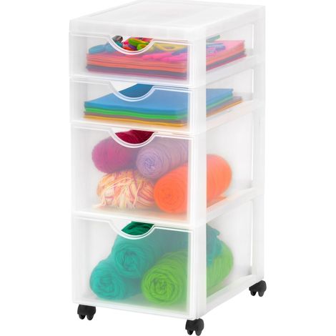 Tour de rangement à Roulettes en Plastique, 2 Grands Tiroirs (1/5)
