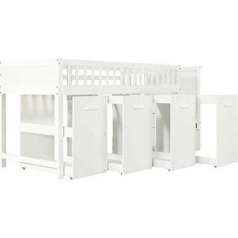Litera infantil multifuncional 90x200 cm blanca con escritorio y almacenaje HOMVRA (1/5)