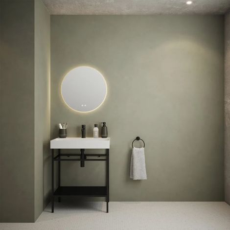 Rochelle Tunable LED Frameless Mirror - 600 x 600 x 30mm IP44 Rated Diffused Border Touch Sensor Dimmable Demister Tunable White (1/3)