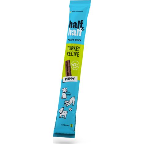 Friandises Half&Half Premium Junior pour chiots, bâtonnets de viande, dinde, 12 g (1/3)