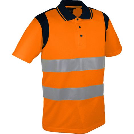 Polo orange haute visibilité en polyester - SINGER - PAULO XL