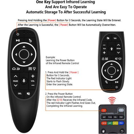 NALOOKAMIC Télécommande Intelligente Pro G10S - Souris Aérienne Vocale avec Gyroscope, 2.4G Sans Fil, Contrôle Universel pour TV, Box, Projeteur, Maison Connectée, Plug and Play(2pcs)- (1/4)