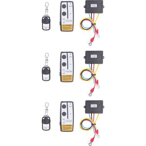 Contrleur de treuil électrique universel à télécommande sans fil 3 pièces avec 3 récepteurs 3 clés à distance (1/4)