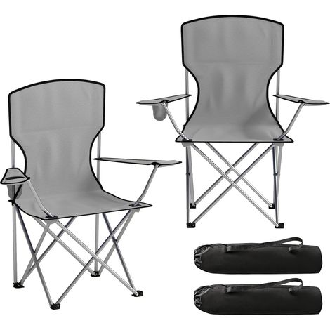 Outsunny Camping Chair Set of 2 Portable Folding Grey
