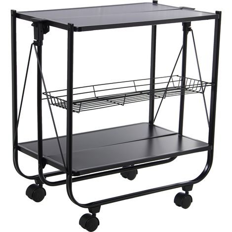 Serveuse Pliante En Métal Noir 68X40X70 Cm (1/5)