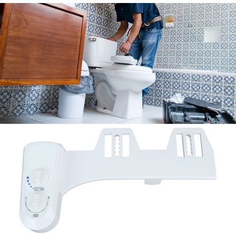 Accessorio bidet per WC – Doppio ugello autopulente, pressione dell'acqua regolabile – Acqua fredda – Igiene intima (3/8") (1/5)
