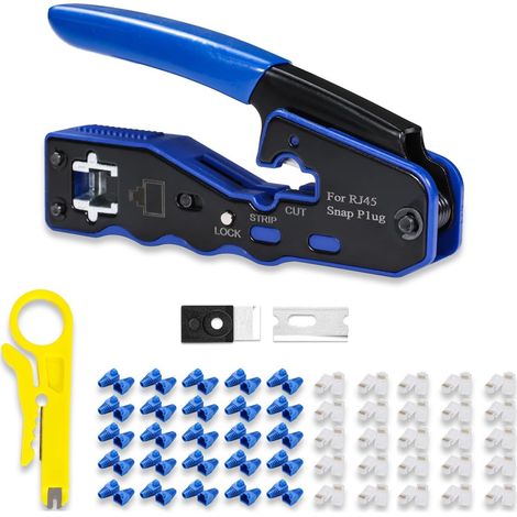 Kit de Sertissage RJ45 3-en-1 - Dénuder, Couper, Sertir - 50 Connecteurs Cat6 (1/5)