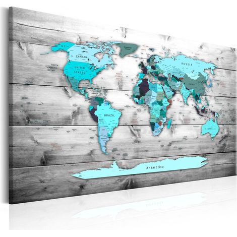 Quadro - World Map: Blue World - 60x40 (1/4)