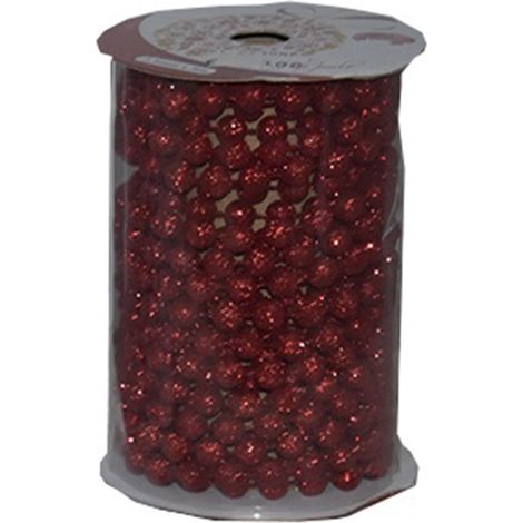 Nastro natalizio con perle rosso 5 mt per albero di Natale addobbi da decorazioni (1/5)