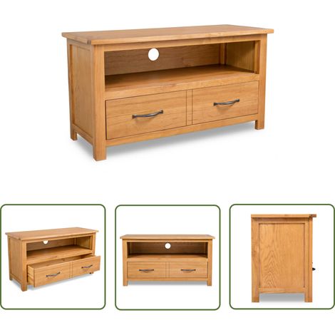 The Living Store Meuble TV 90x35x48 cm bois de chêne massif - Meubles Tv - Meuble Tv - Support Tv - Meuble Tv En Bois - Meuble Tv Rustique (1/5)
