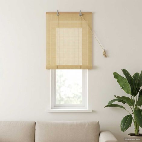 vidaXL Store enrouleur Naturel 40 x 160 cm Bambou (1/5)