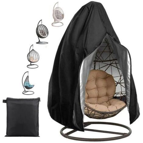Schutzhülle für Hängesessel im Eierstil für den Garten, Schutzplane, 210D Oxford-Gewebe, wasserdicht, UV-beständig, Schutzhülle für Hängesessel auf der Terrasse (Schwarz, 115 x 190 cm) (1/4)